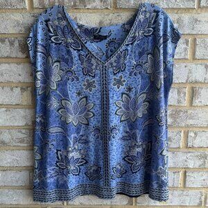 J. Jill Wearever Collection Sleeveless V-Neck Floral Paisley T-Shirt Size M